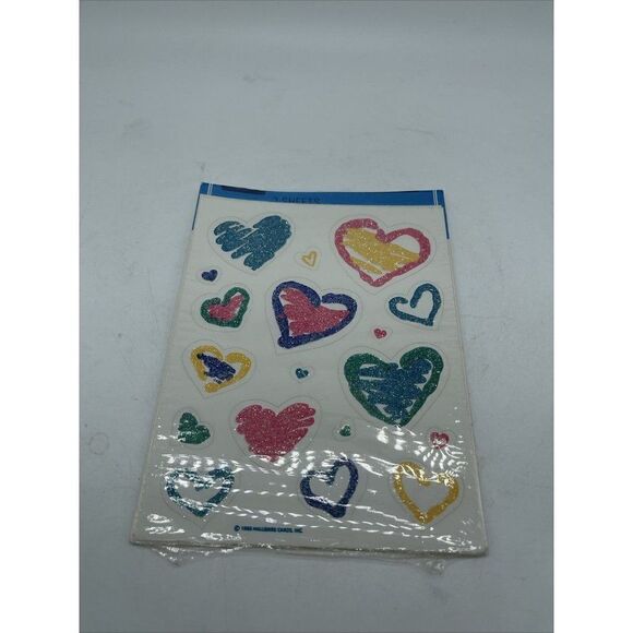 Vtg Ambassador Valentine Stickers. 1980’s Glitter Hearts Prismatic - Picture 4 of 6